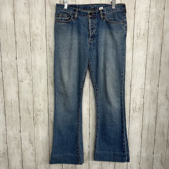 Abercrombie & Fitch Denim - Abercrombie & Fitch Indigo Flare Button Fly Mid Rise Medium Wash Jeans Hemmed 29